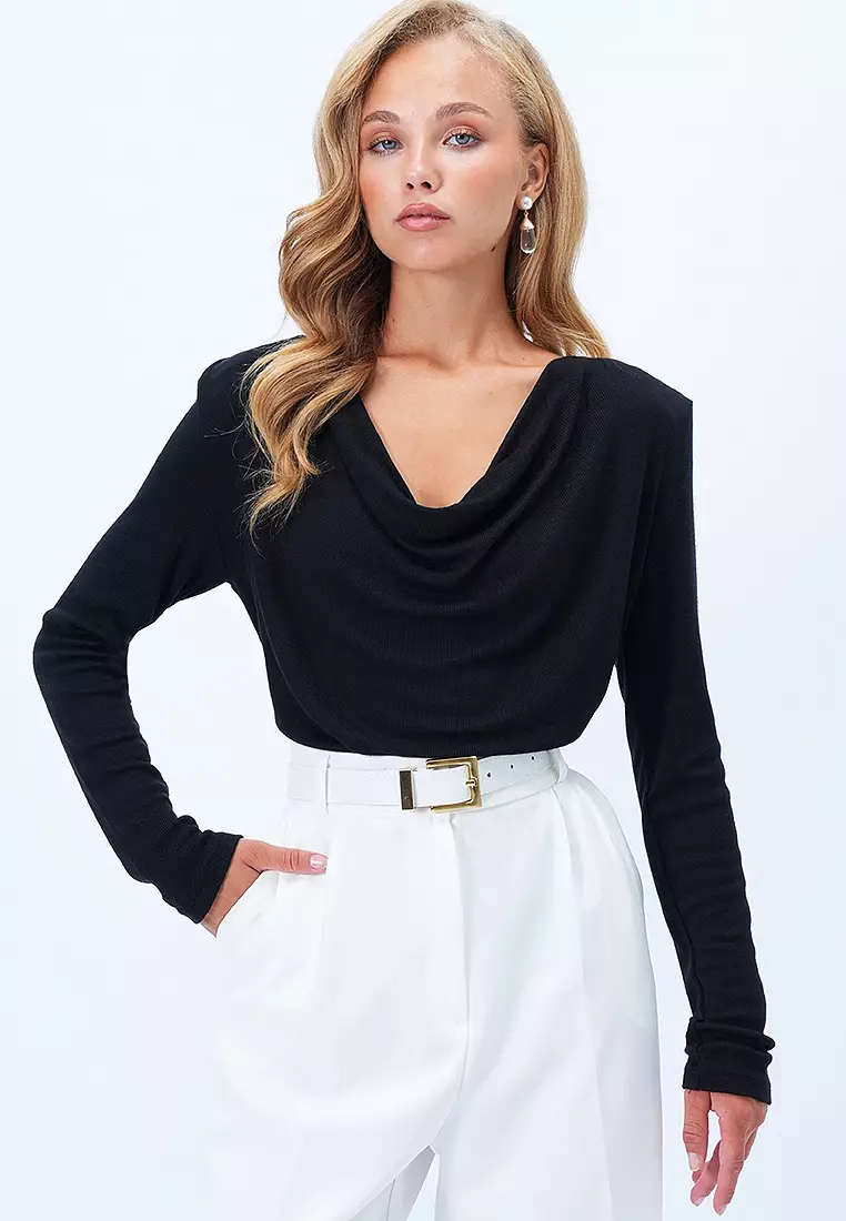 Cowl Neck Draped Blouse