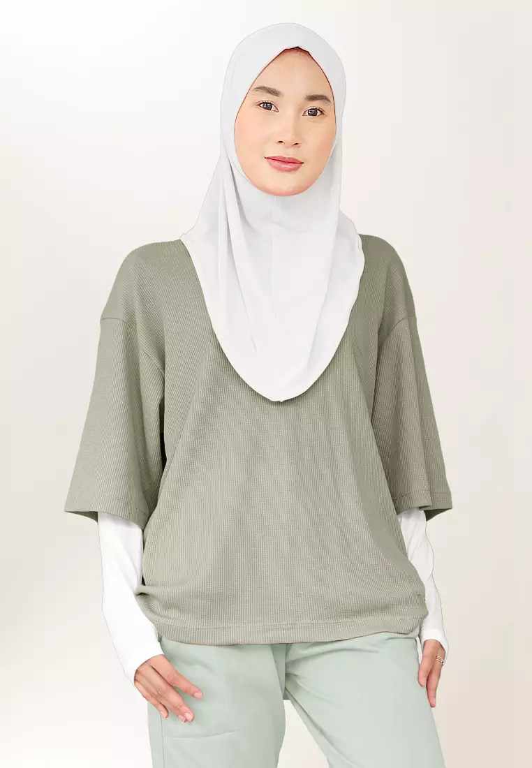 Zelena - Tavia Waffle Tshirt Pocket | Kaos Wanita Pria Olahraga Basic - Army Green