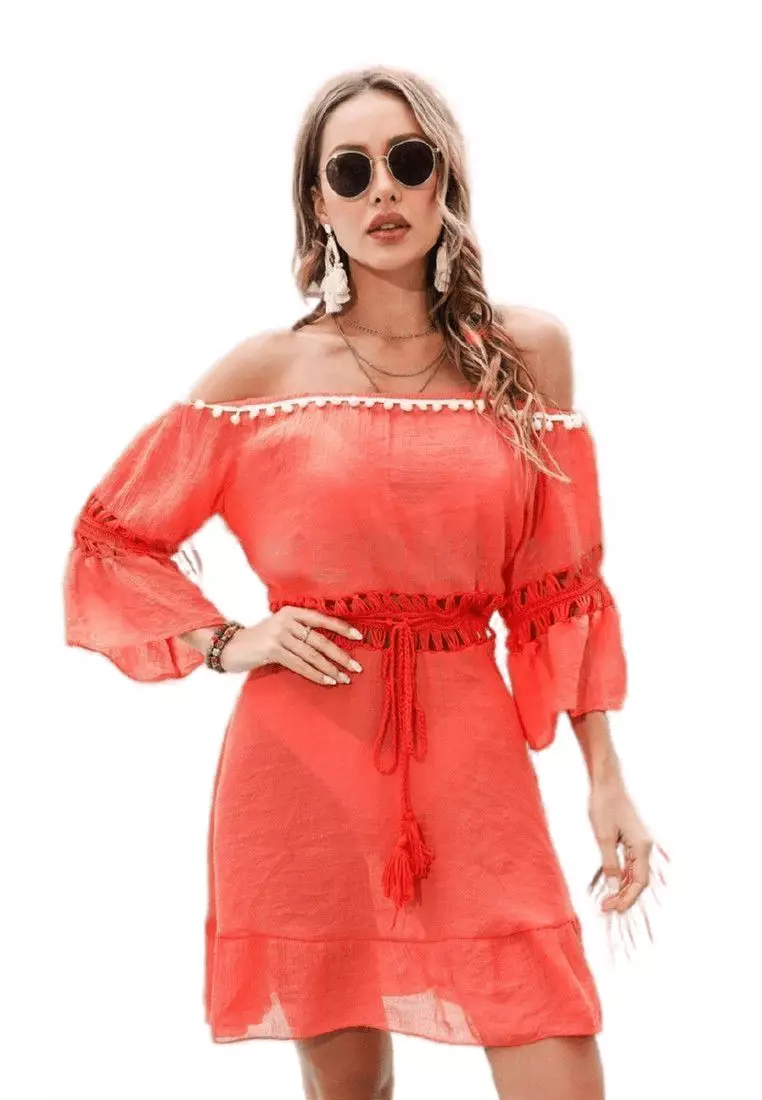 Buy LYCKA LTH9025-Lady Beachwear Casual One Piece Dress-Orange
