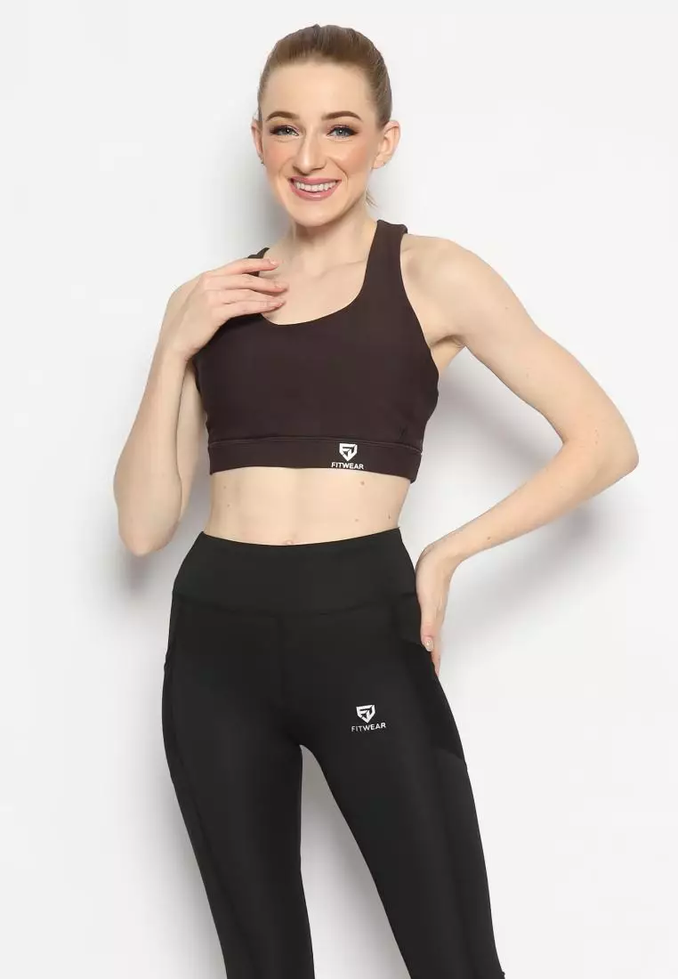 Fitwear - Sportbra Olahraga Wanita SAMANTHA [CAGED PLAIN] - CHOCOLATE