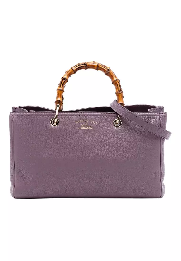 Pre-Loved Gucci Medium Calfskin Bamboo Shopper Satchel
