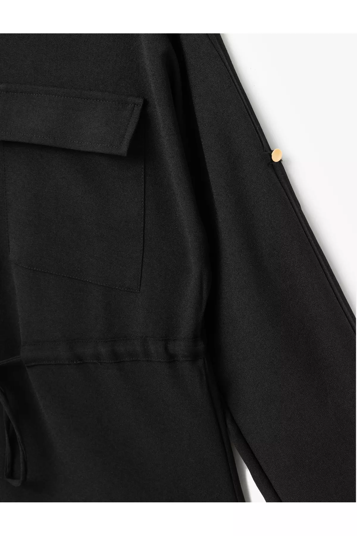 Long Sleeve Waist Lace-Up Pocket Detail Shirt Jacket