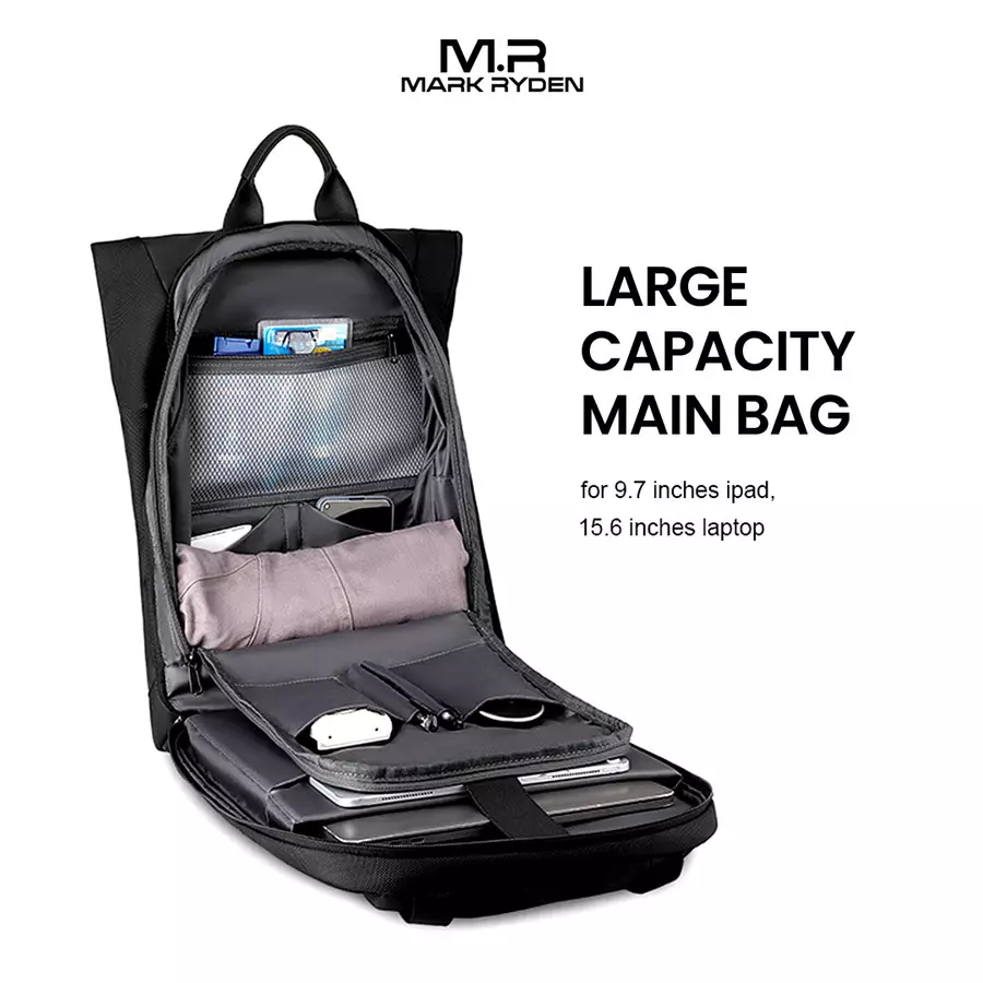 Mark Ryden MR1696 Tas Ransel Backpack Laptop Pria 15.6 Inch USB - BLACK