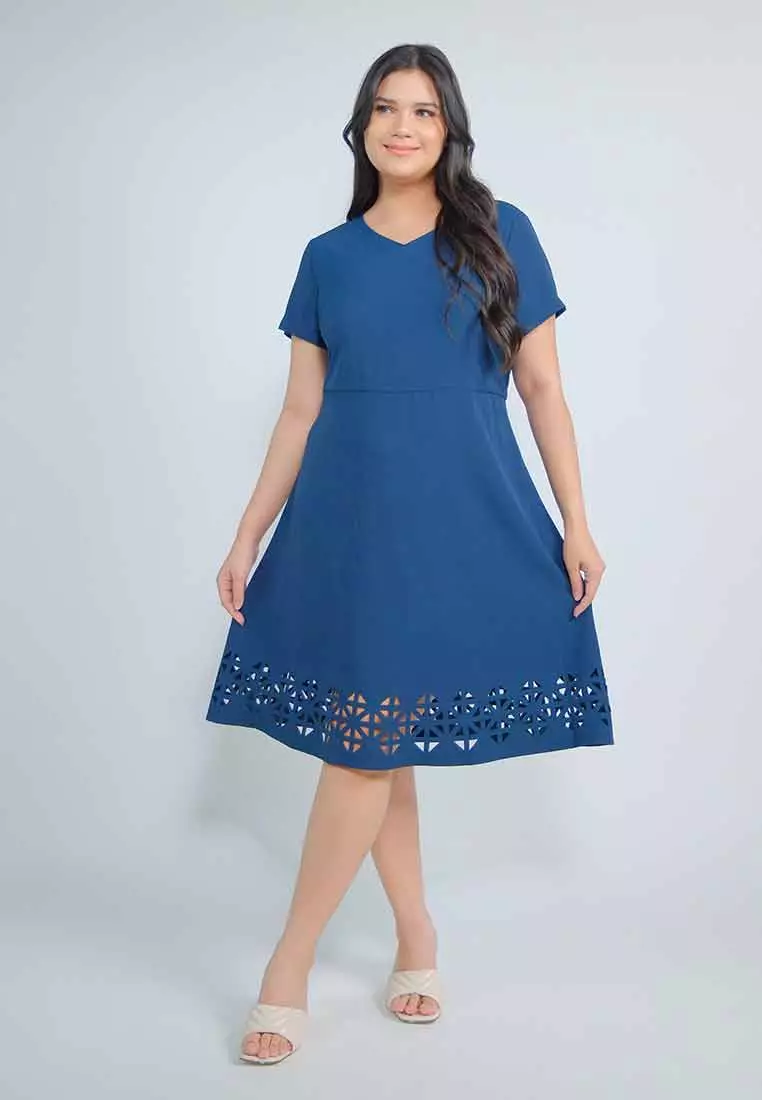 Milly Plus Size Leilah A-line Dress with Laser Cut