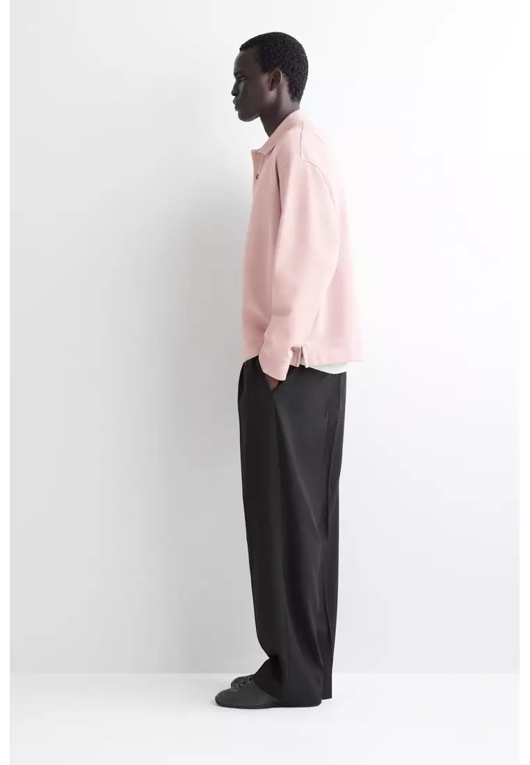 WASHED-COTTON POLO SWEATSHIRT