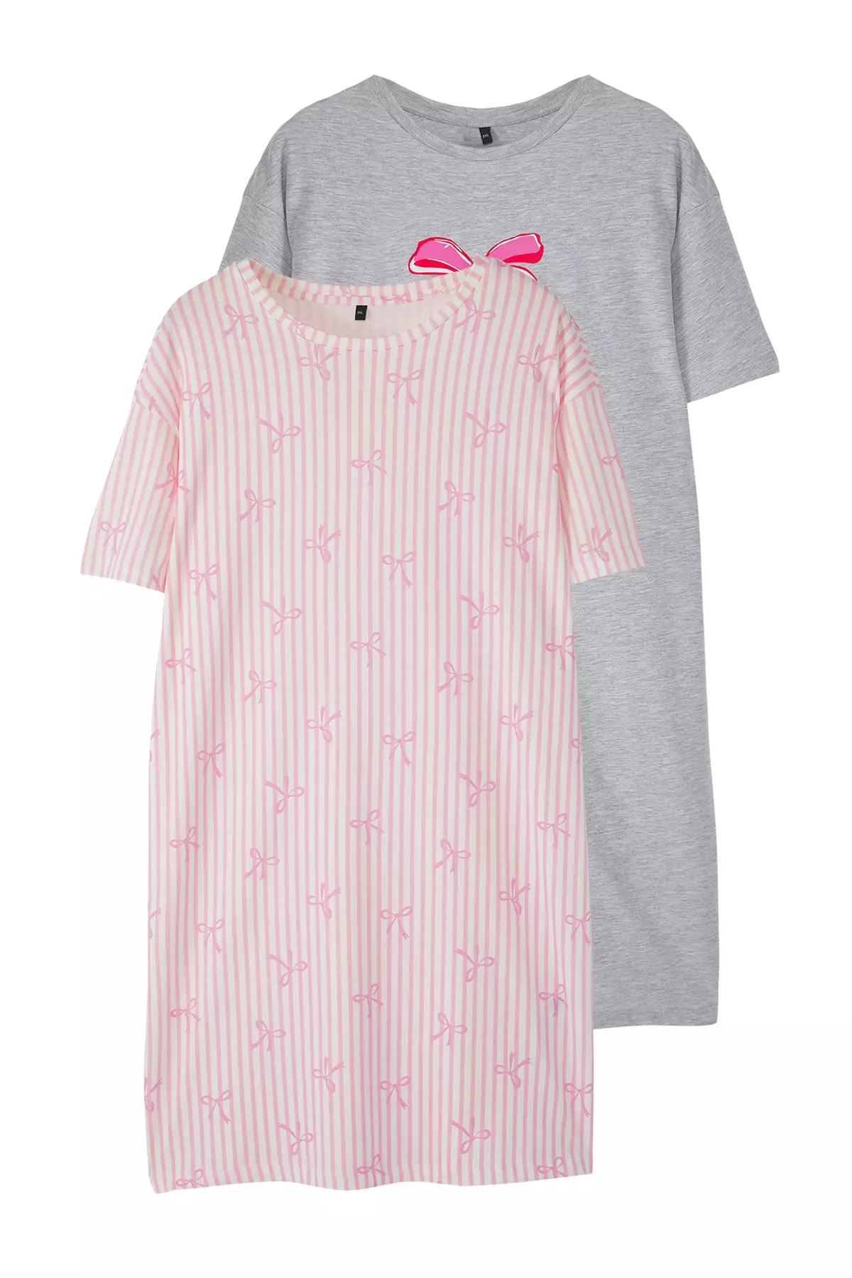 Bow/Ribbon Patterned 2-Pack Knitted Nightgown