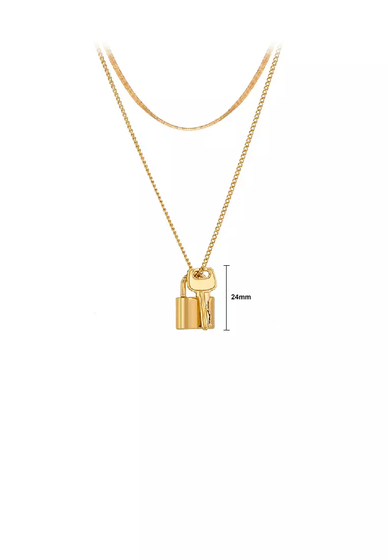 Gold necklace with lock hot sale