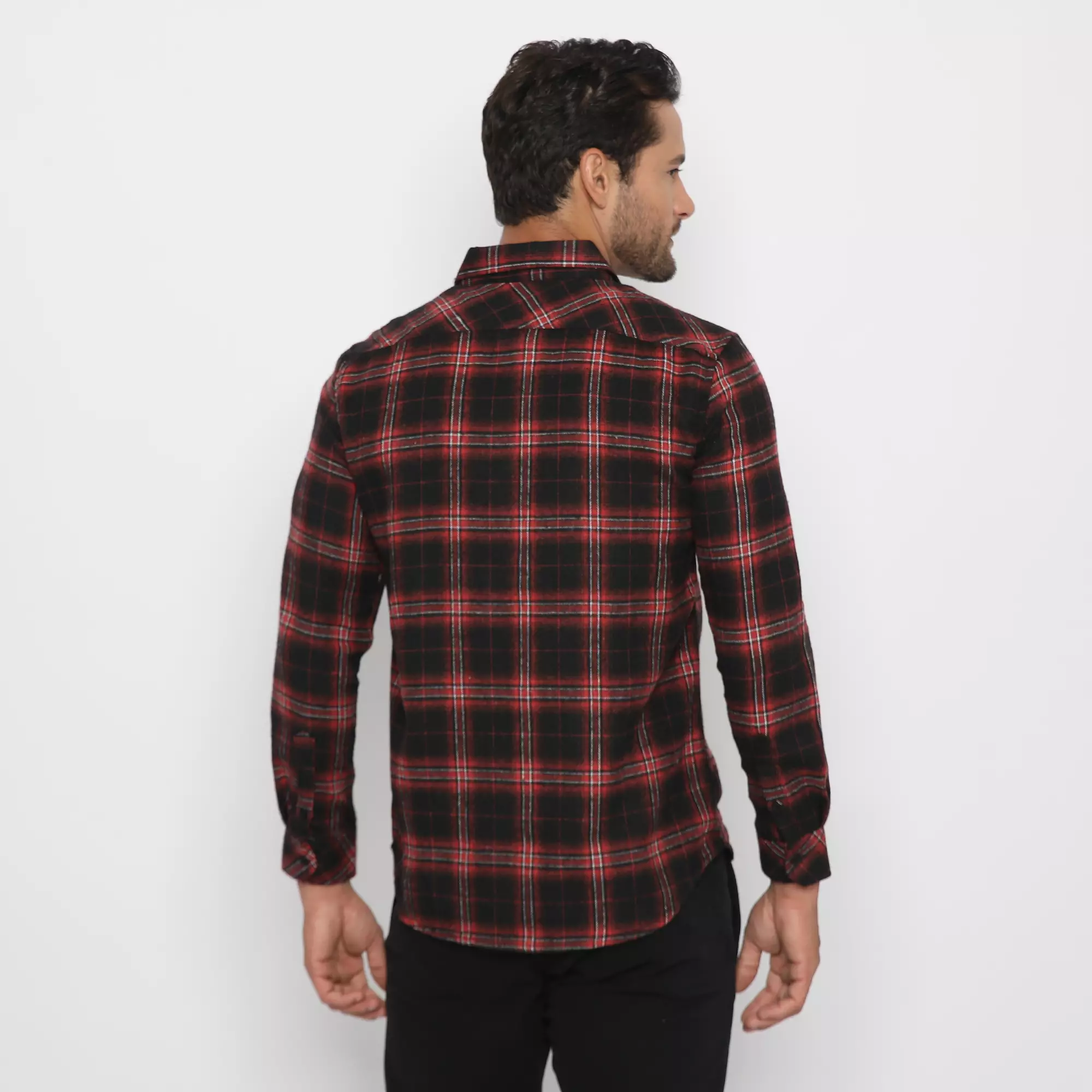 Platini Kemeja Pria Flanel Panjang Maroon 76302