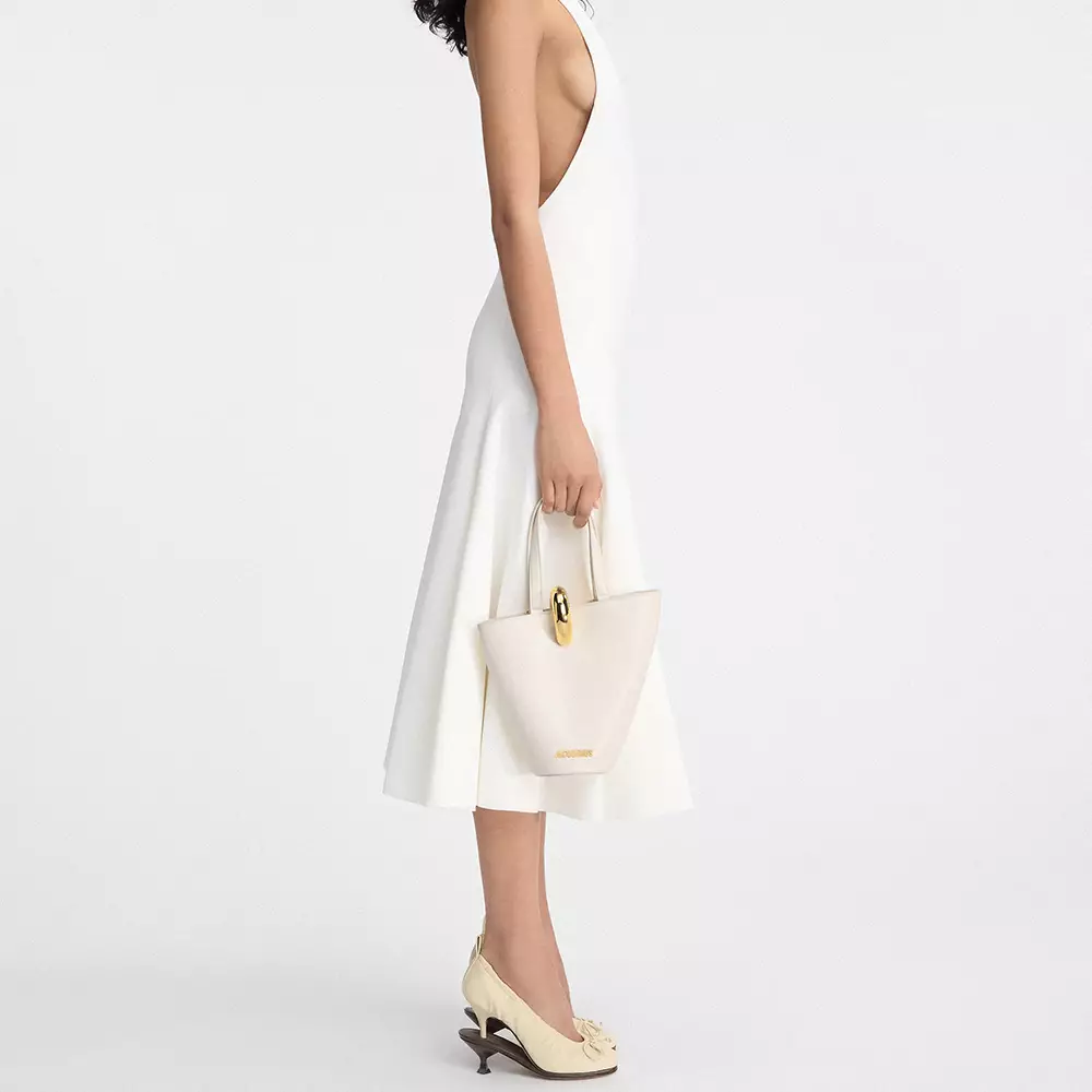 The Small Bambola Asymmetric Bucket Bag Light Ivory