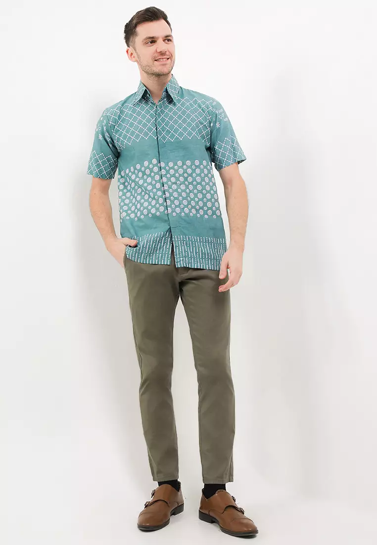Jaring Kemeja Batik Exclusive Premium Pria Casual Modern Lengan Pendek