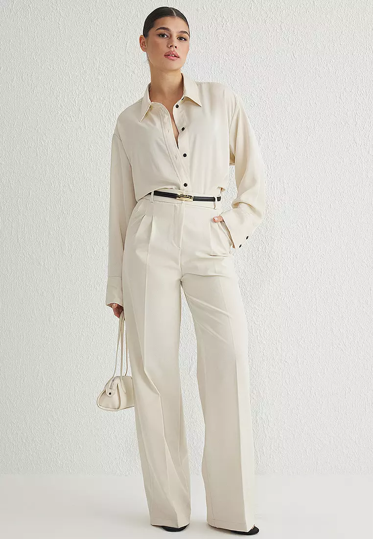 Pleated Wide Leg Trousers