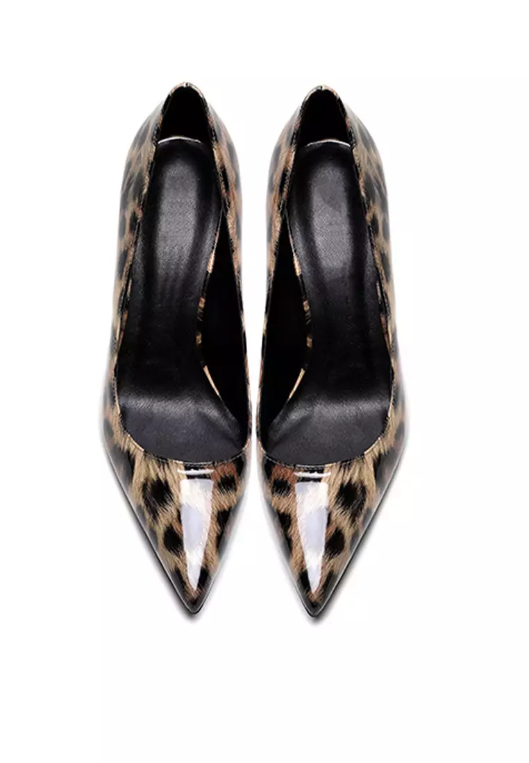 8CM Leopard Patent Pointed High Heel Shoes HZL180