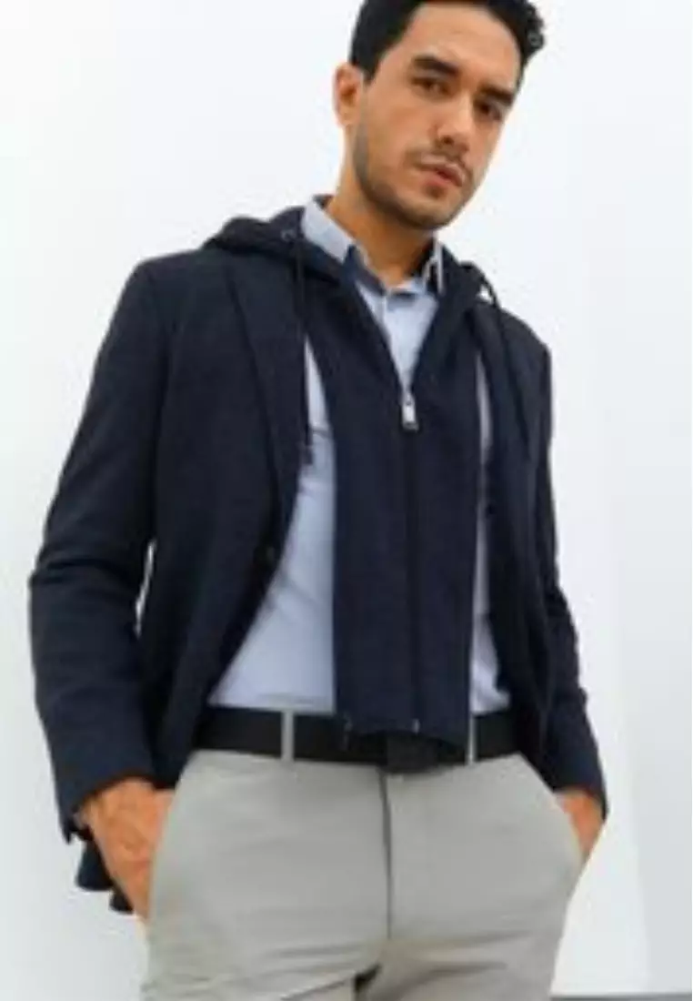Jobb Darden-T2 Hybird Blazer Pria Slim Fit Navy Warna NAVY