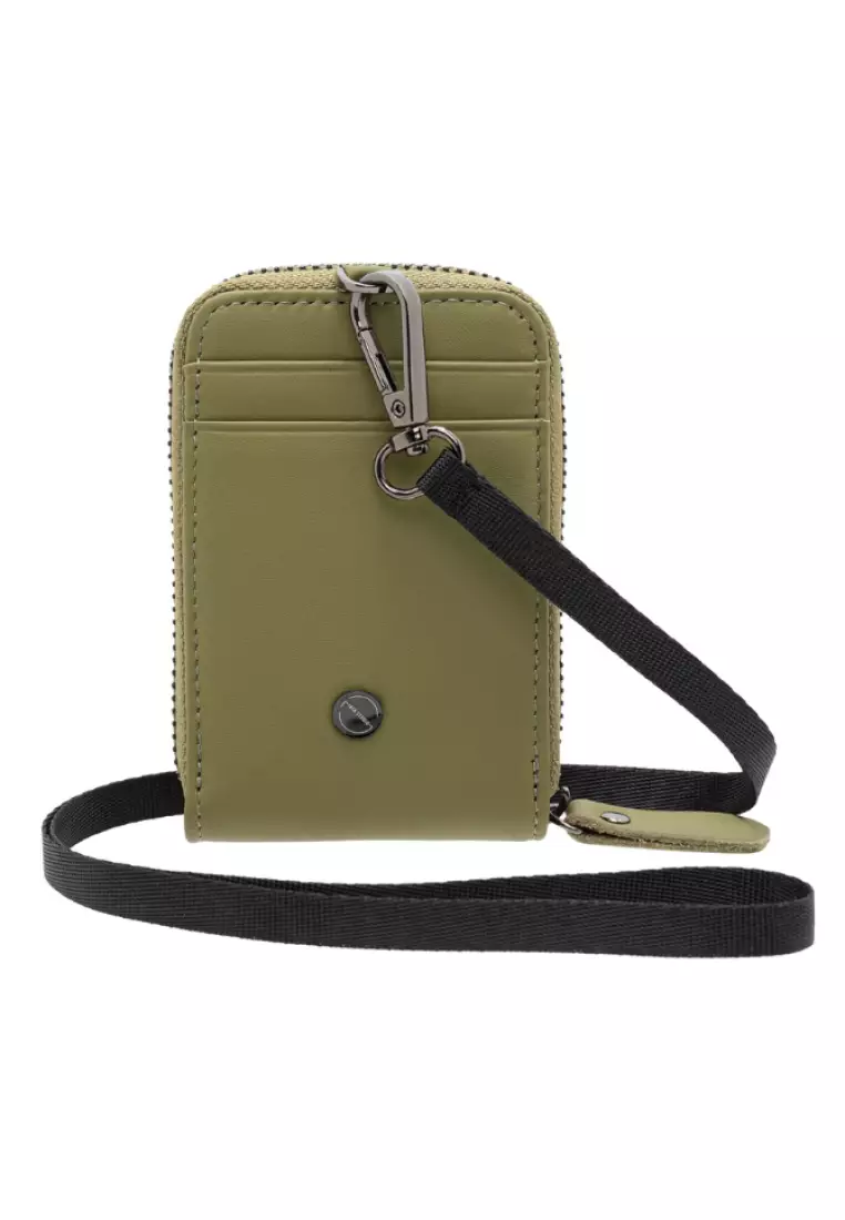 Leather Lanyard ID Zipper Card Holder Pouch JWB 30854