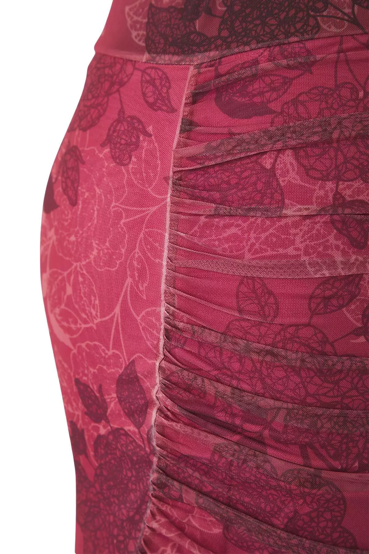 Burgundy Floral Mini Knitted Plus Size Skirt