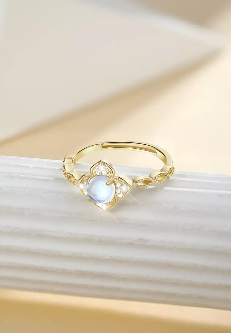 Cincin Wanita Original Elegant Titanium Moonstone Style Korea Perhiasan Cincin Cewek Rings white color