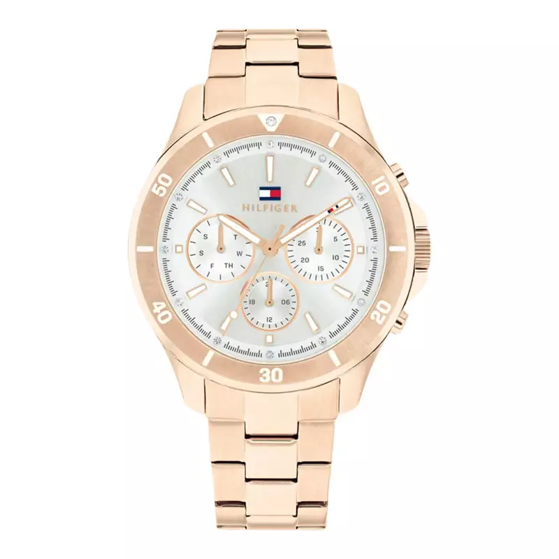 Jam Tangan Wanita Tommy Hilfiger Aspen 1782639 Ladies Silver Dial Rose Gold Stainless Steel Strap
