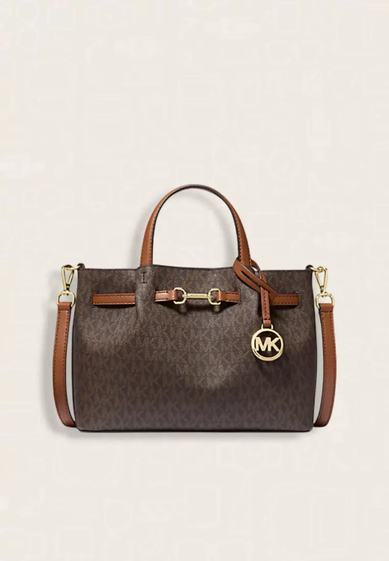 Michael Kors Carson Small Signature Logo Satchel Brown