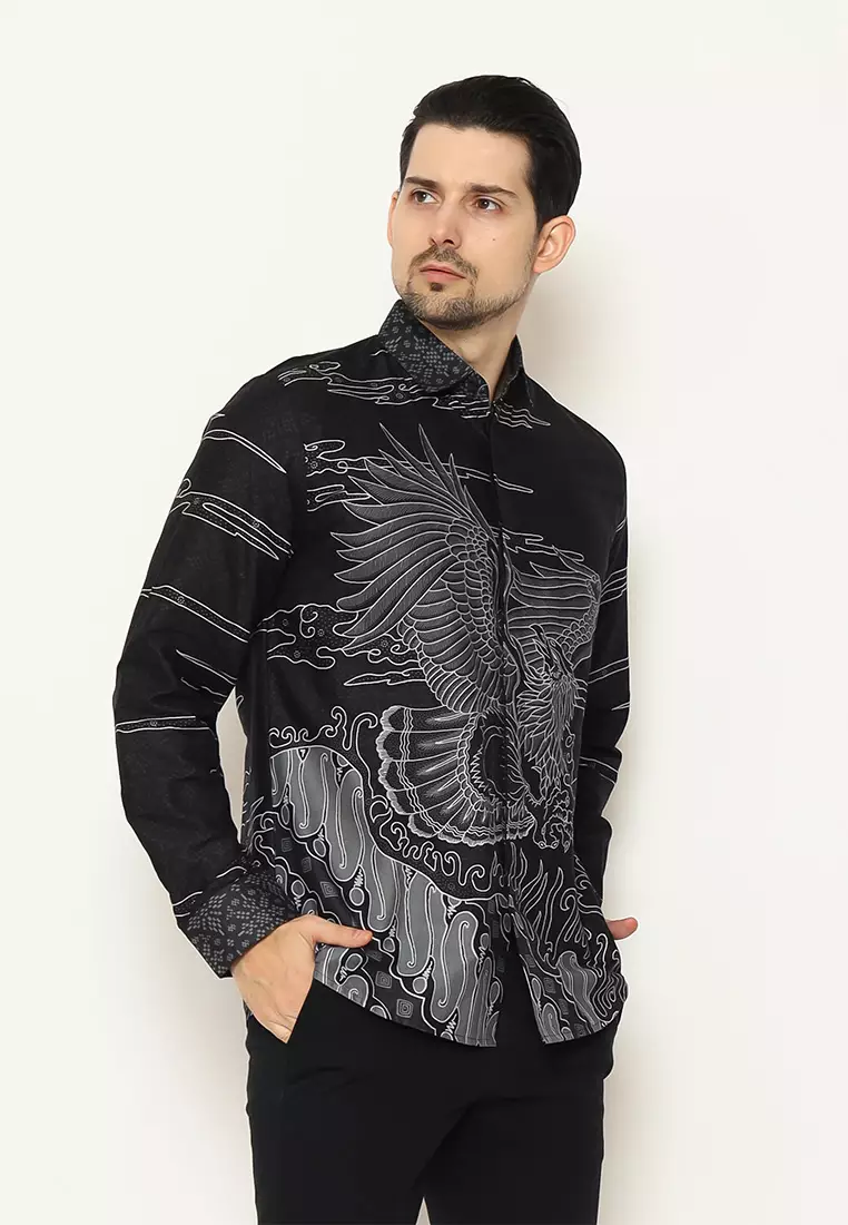 My Aksa Batik Pria Kemeja Panjang Furing Eagle