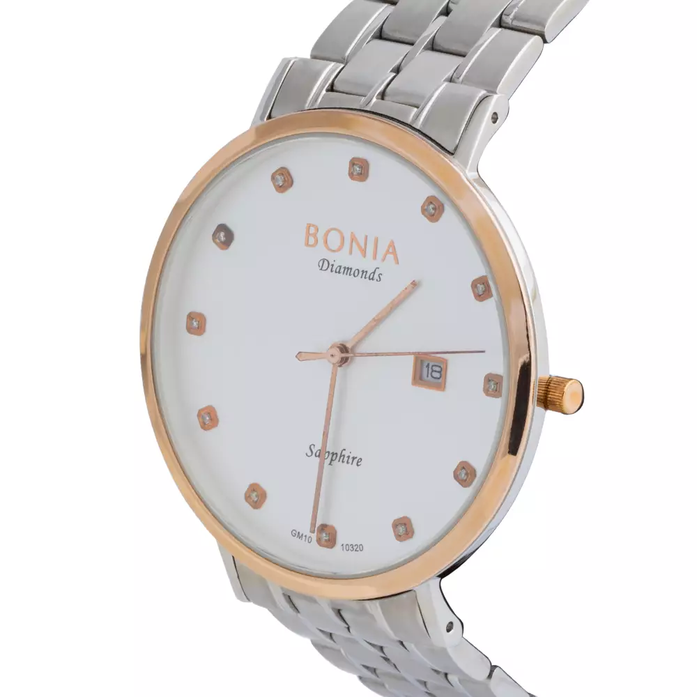 Bonia B10320-1317 Jam Tangan Analog White Dial Stainless Steel