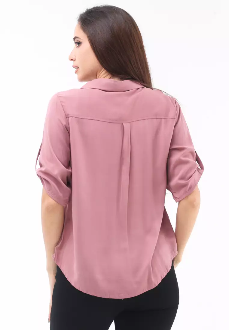 Plain Single Bold Twill 3/4 Blouse