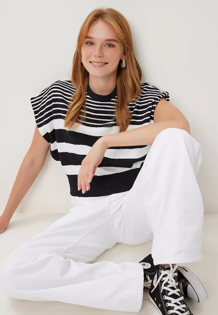 Striped Crop Knit Top