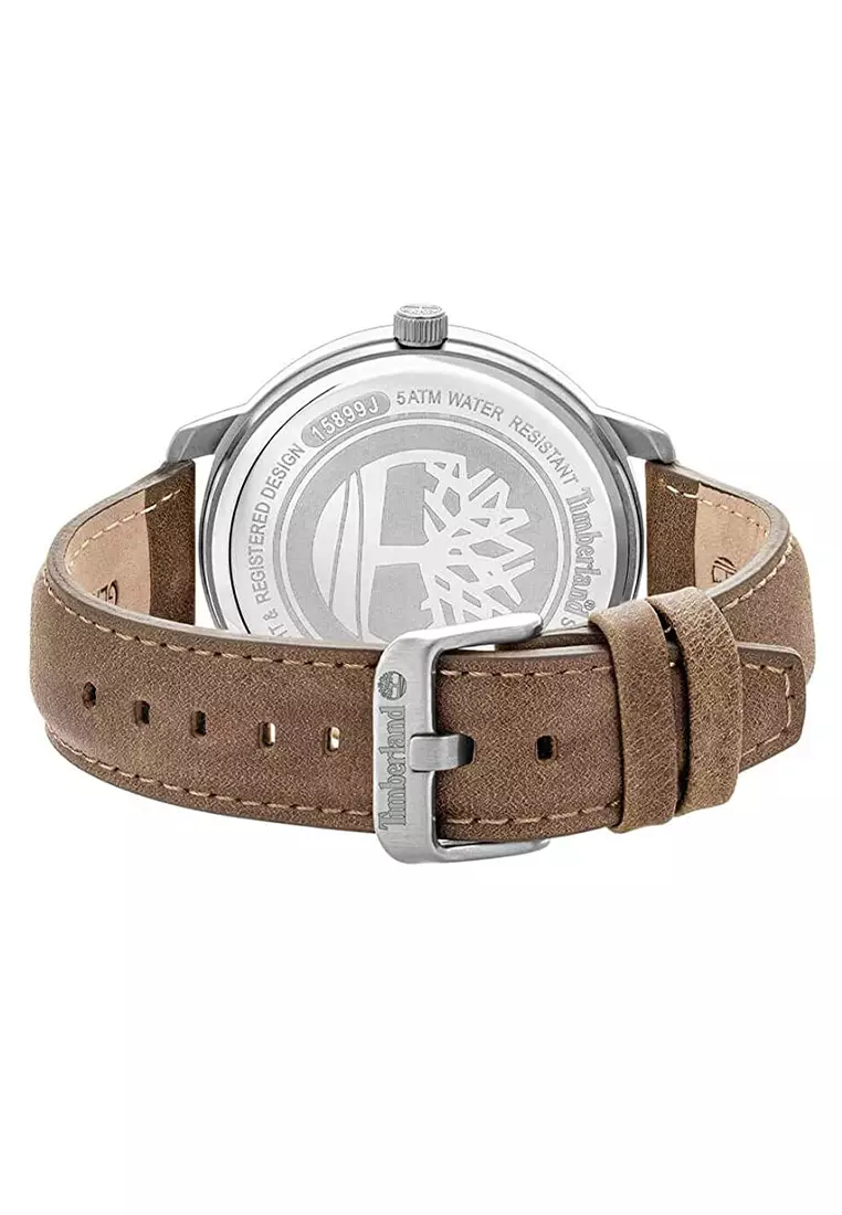 Timberland - Jam Tangan Analog Pria - Black - Brown Leather Strap - TBL 15899JYB-61-G