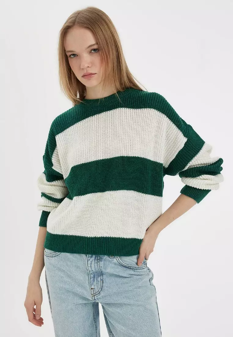 Crew Neck Stripe Knit Jumper