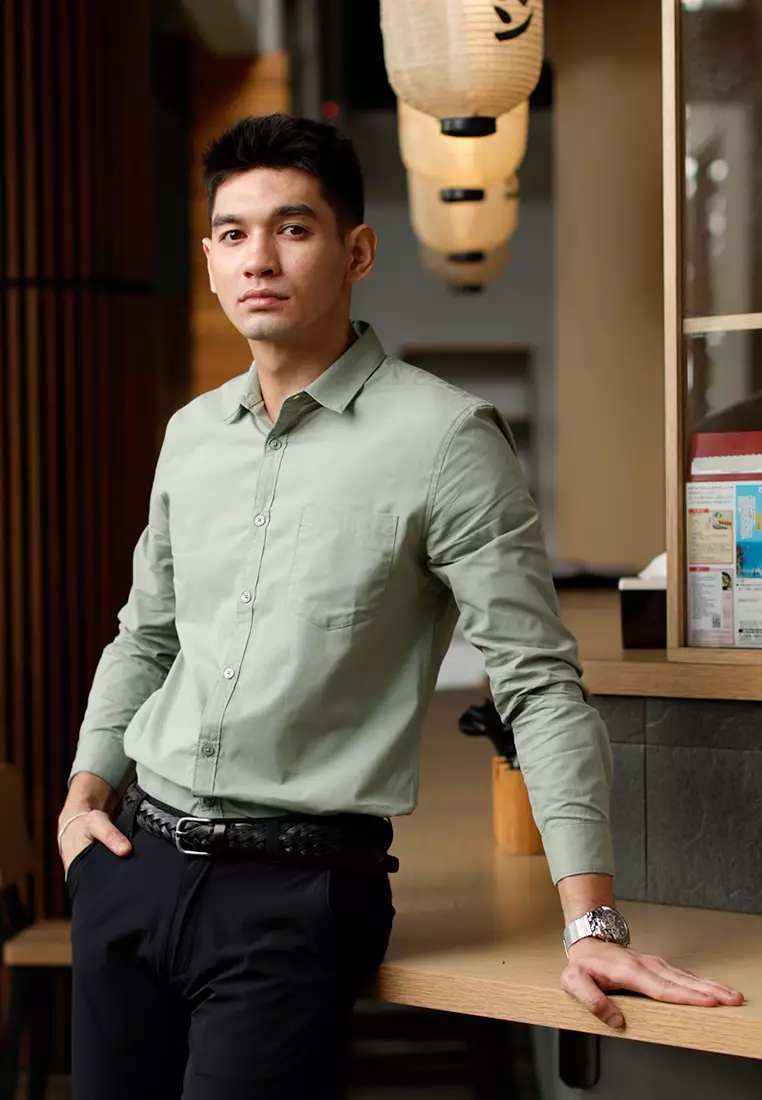 Oxcon Long Sleeve Business Shirt soft cotton Sage