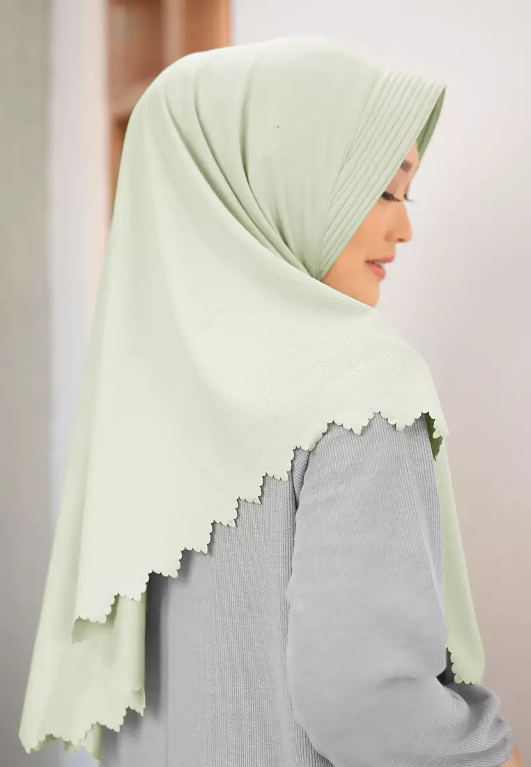 Zelena - Naya Knit Bergo | Hijab Instan Pad Lasercut - Light Green