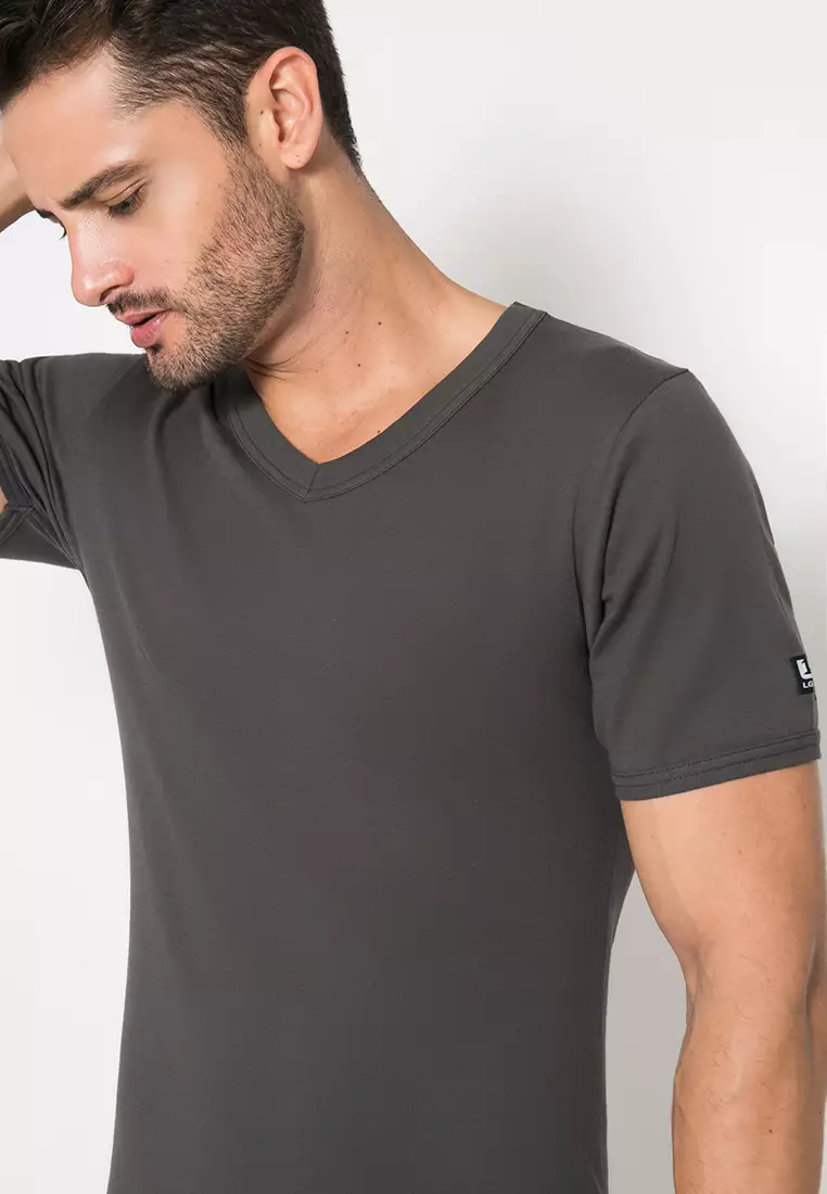 Jual LGS LGS - Kaos Oblong - Kerah V- Neck - Katun -LETS.003.377.G.7C ...