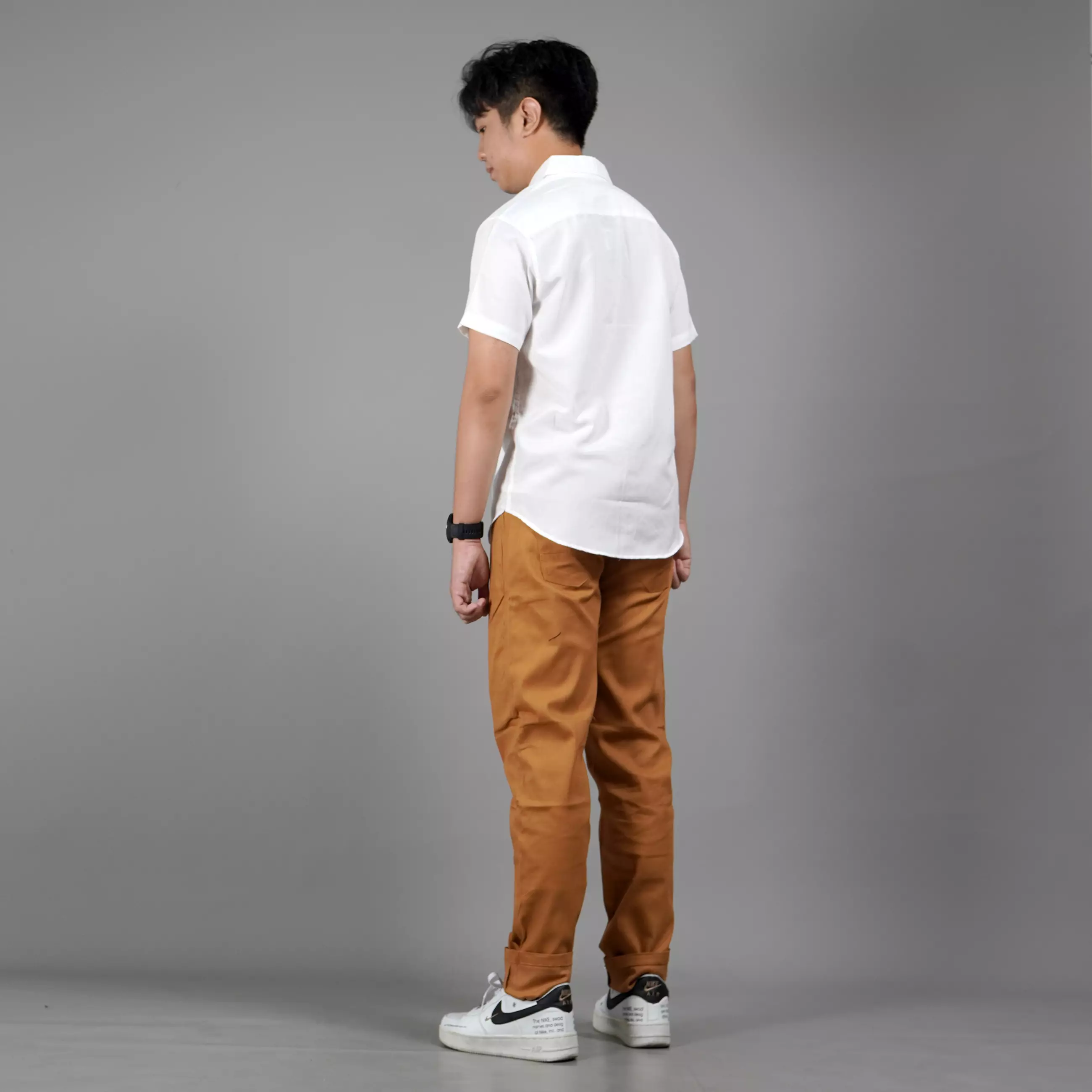  CALEB Kemeja Pria Work Shirt Kemeja Polos Pria Lengan Pendek - Broken White