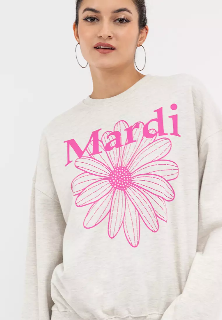 Buy Mardi Mercredi Sweatshirt Flower Mardi _Oatmeal Pink