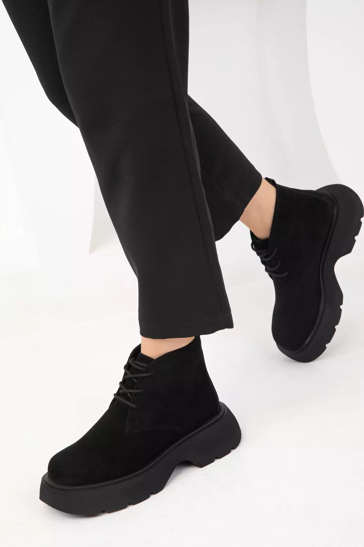 Black Suede Women's Boots - 19928 Model Bootie