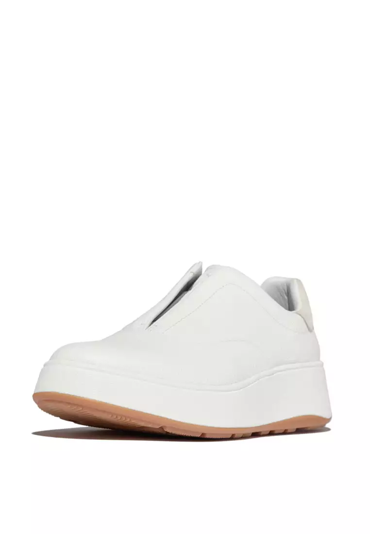 F-MODE Women's Tumbled-Leather Laceless Sneakers - Urban White (E5G-194)