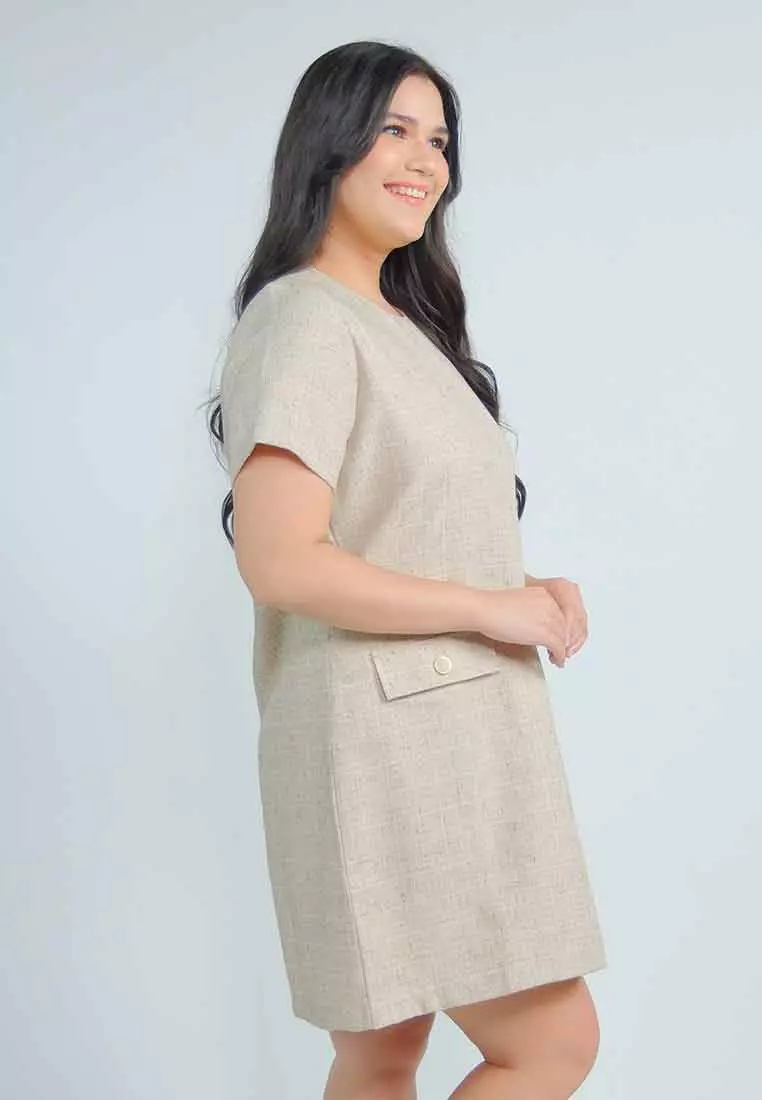 Milly Plus Size Zaria Tweed Dress with Front Pockets