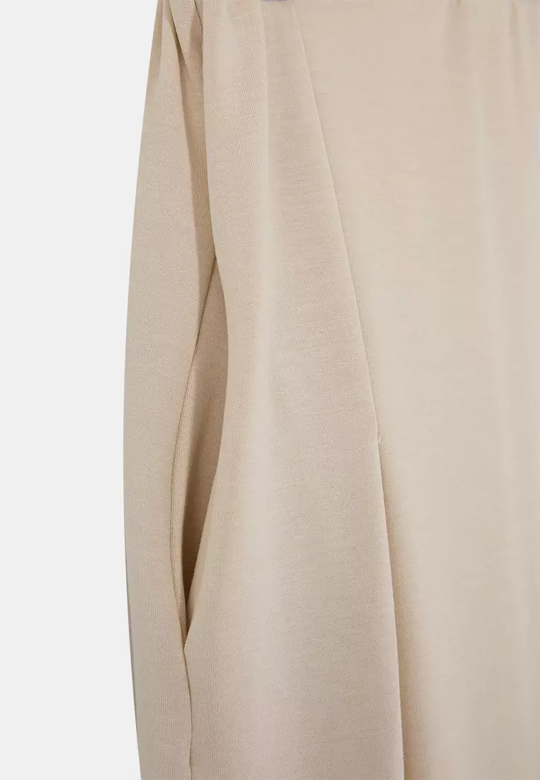 Stone Pleated Wide Leg Draped Knitted Plus Size Pants Tbbss26Ar00021