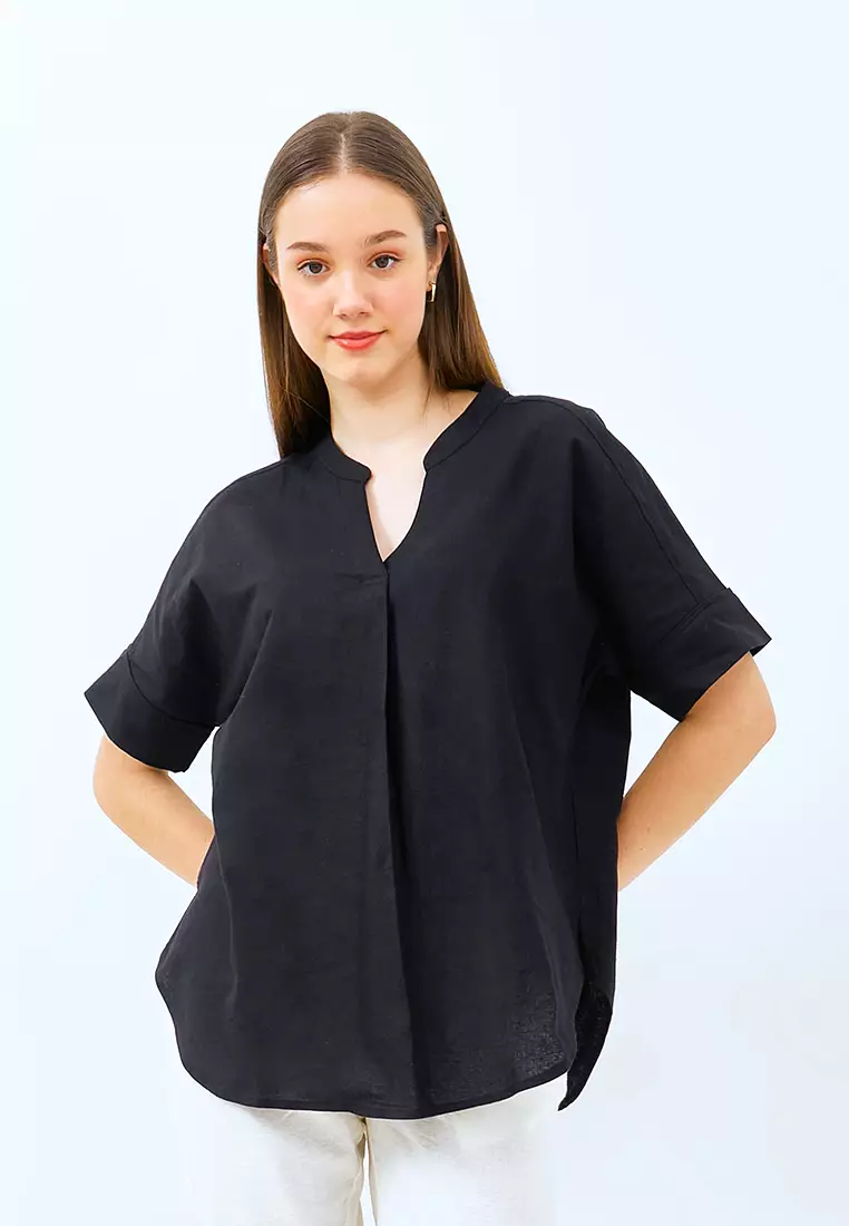 Jual Julia Owers Baju Blouse Wanita REIKO Black Original 2024