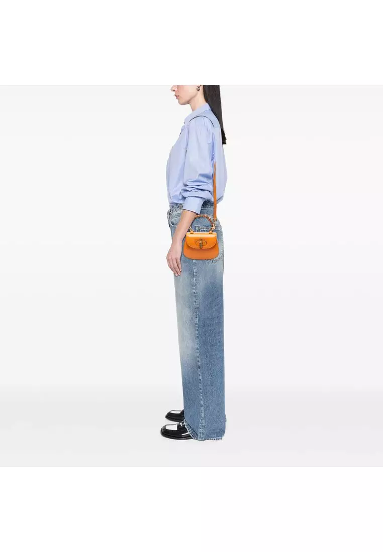 Pre-Loved Gucci Mini Calfskin Web 1947 Bamboo Top Handle Bag