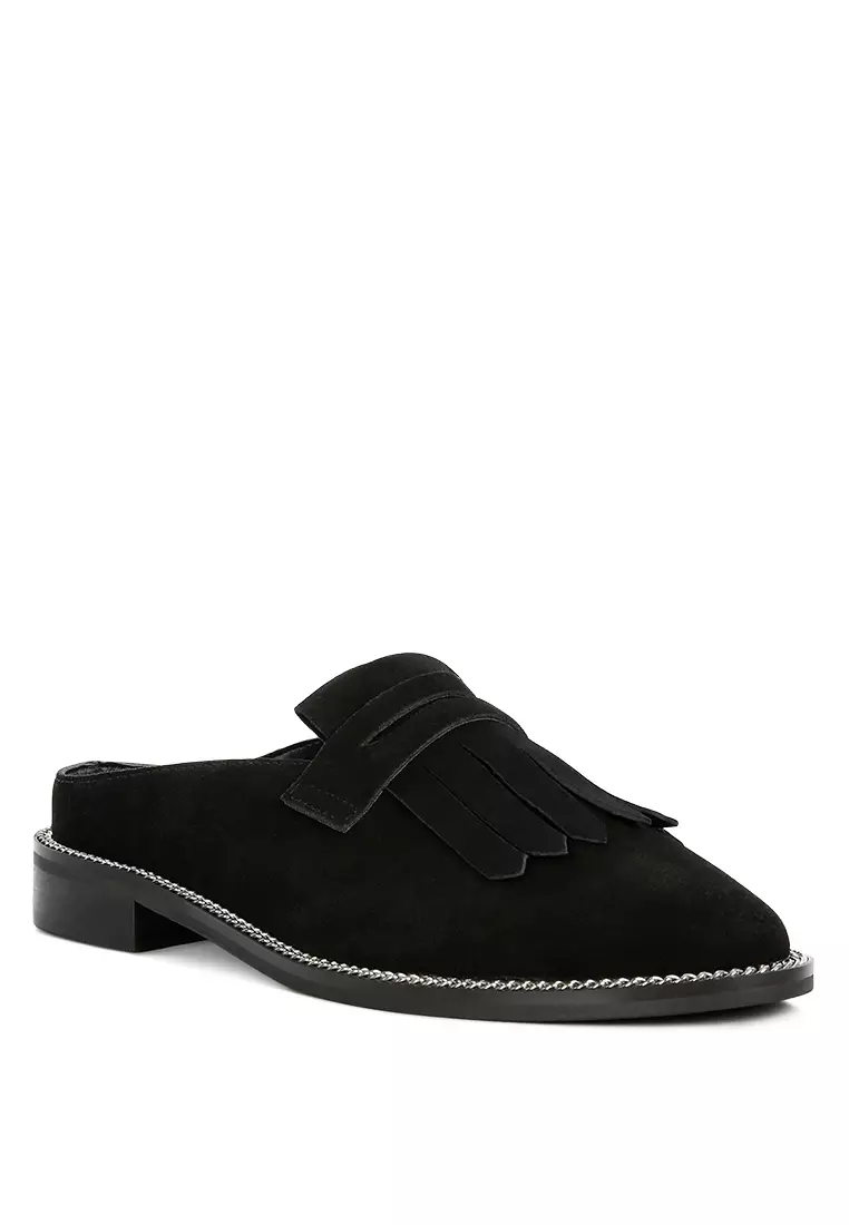 Buy RAG CO Black Suede Walking Mules 2024 Online ZALORA Singapore