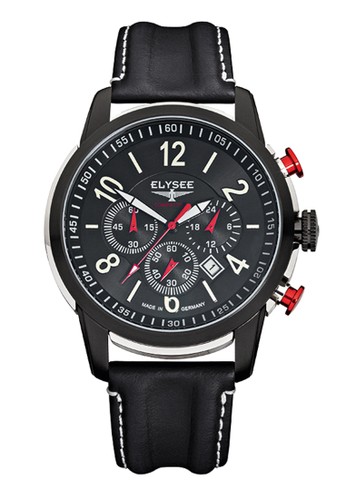 Elysee Male Watches The Race I Jam Tangan Pria - Hitam - Strap Leather Strap - 80524L