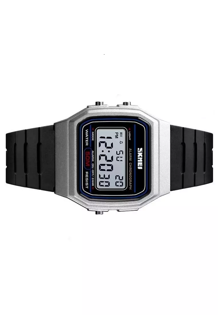 Jam Tangan Digital Elegant Pria Waterproof 50m Strap Tali Material PU RE11 ORIGINAL