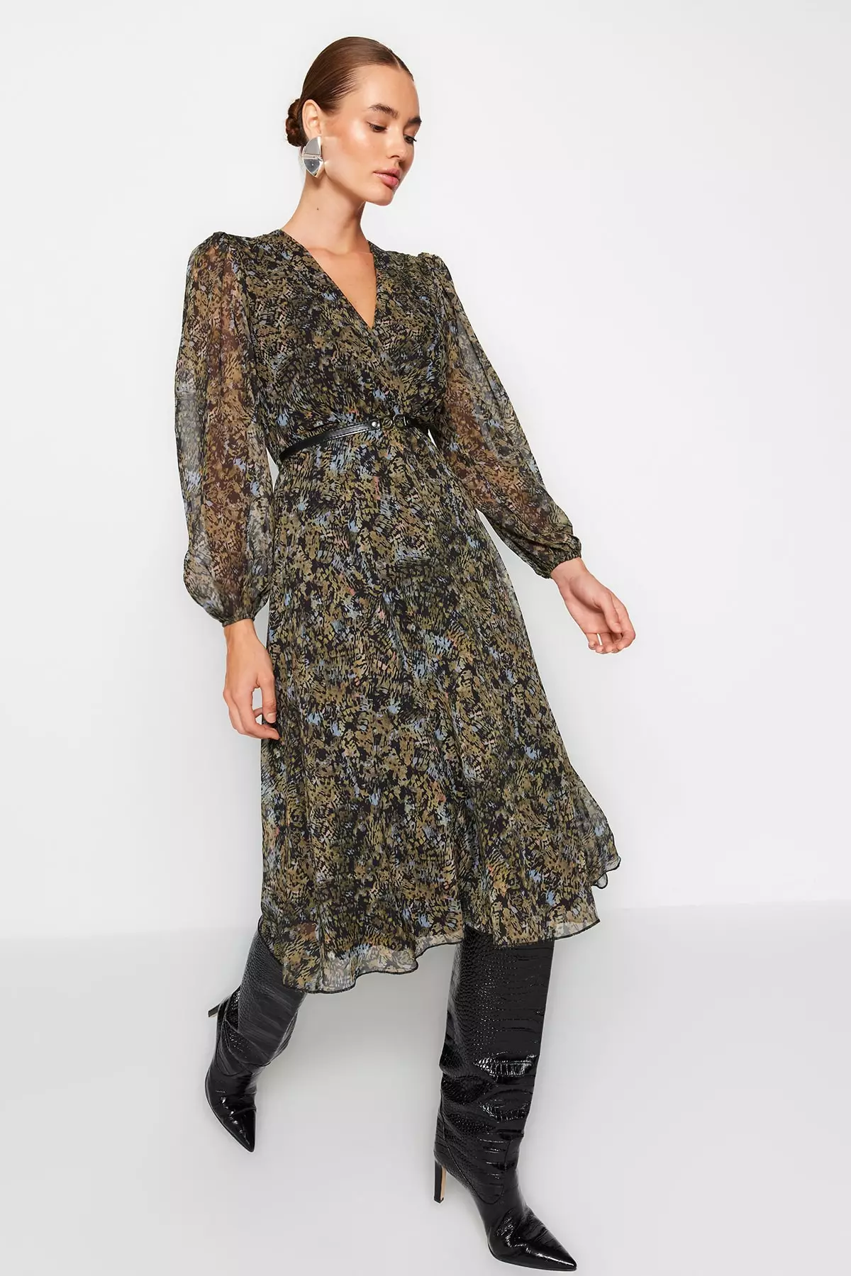 Chiffon snake clearance print dress