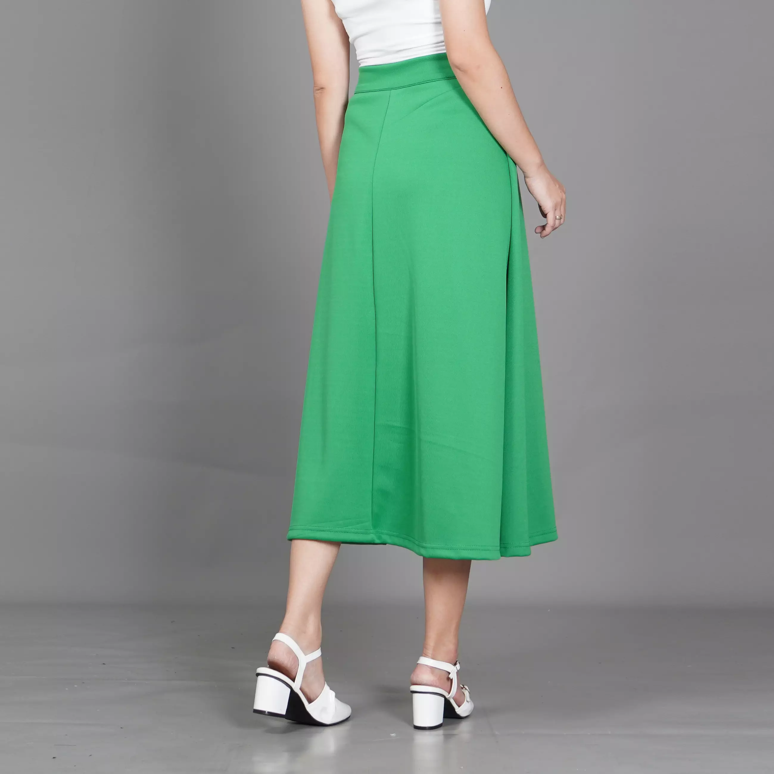  REBECA Rok Gaya Korea Flare Skirt Rok Hijau Natal - HIJAU MUDA