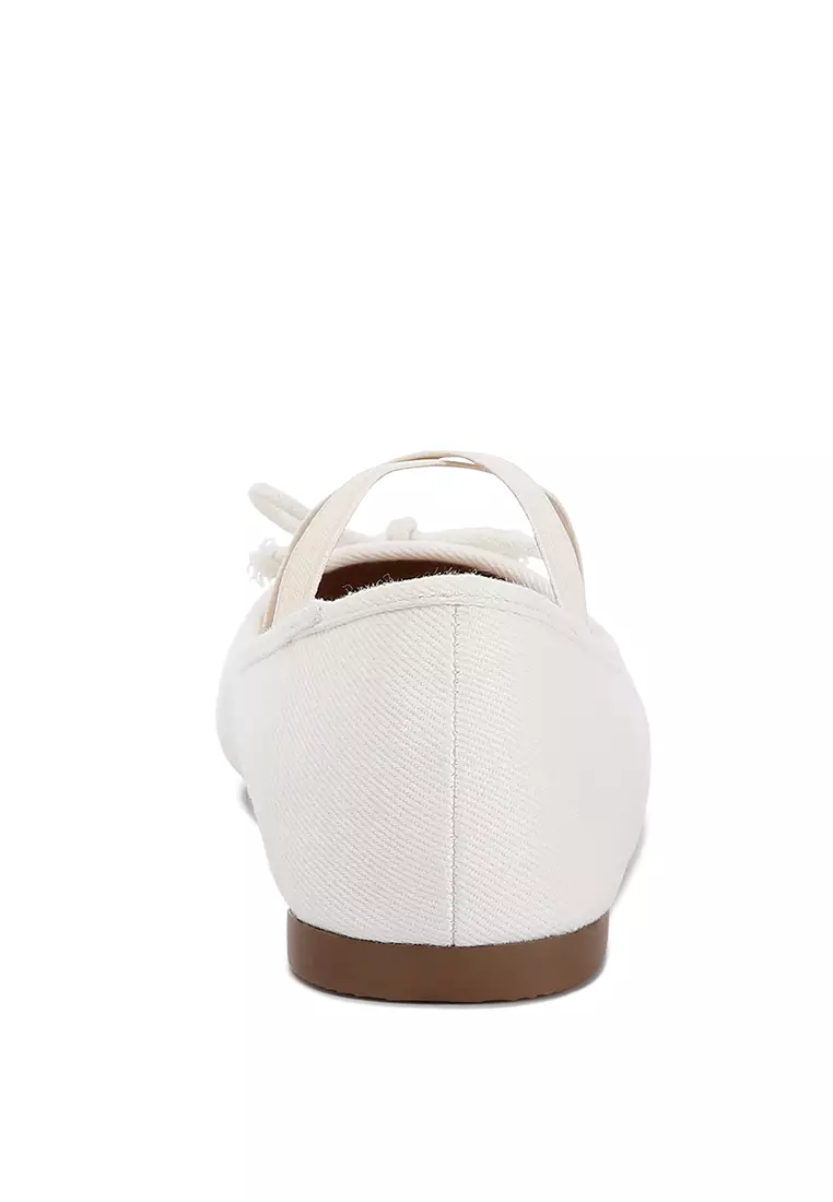 Beige Criss Cross Strap Ballet Flats