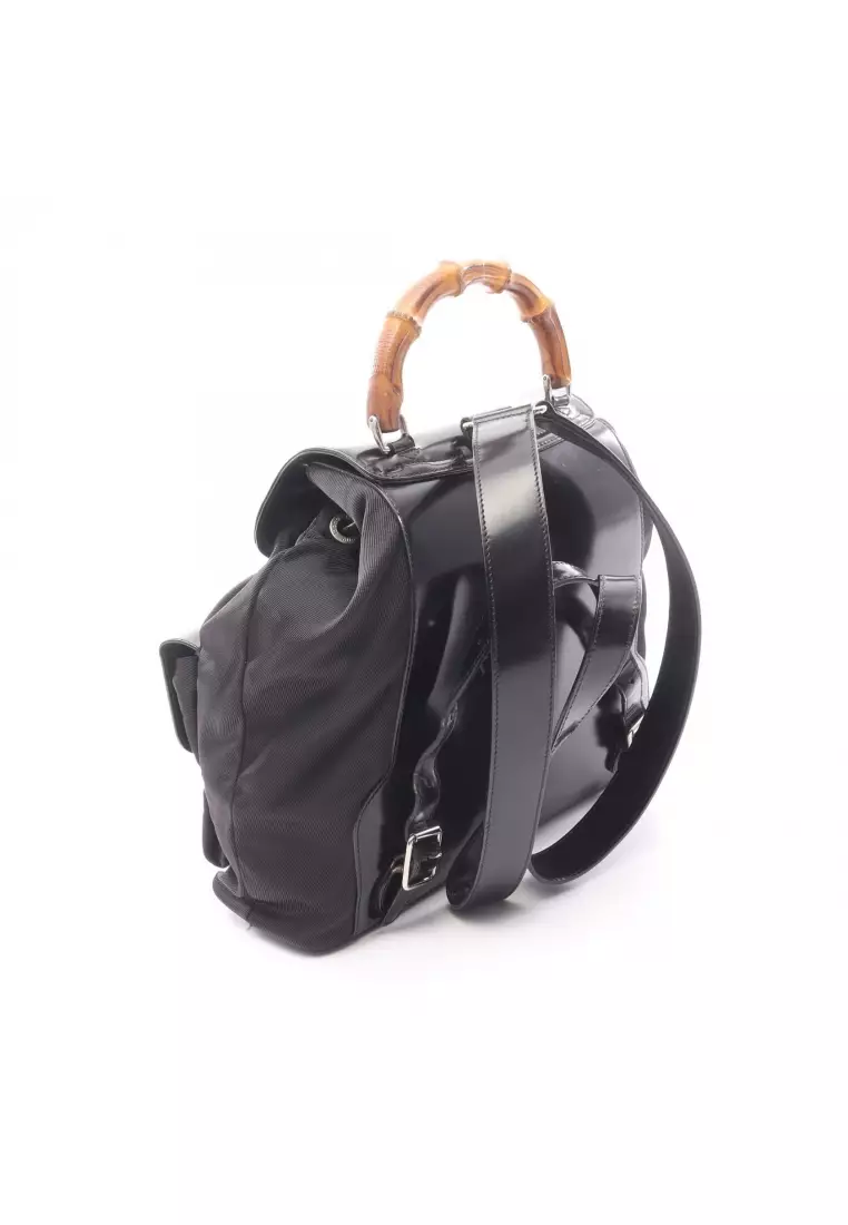 Buy Gucci Pre-Loved Gucci Bamboo Backpack rucksack Nylon  display picture 3