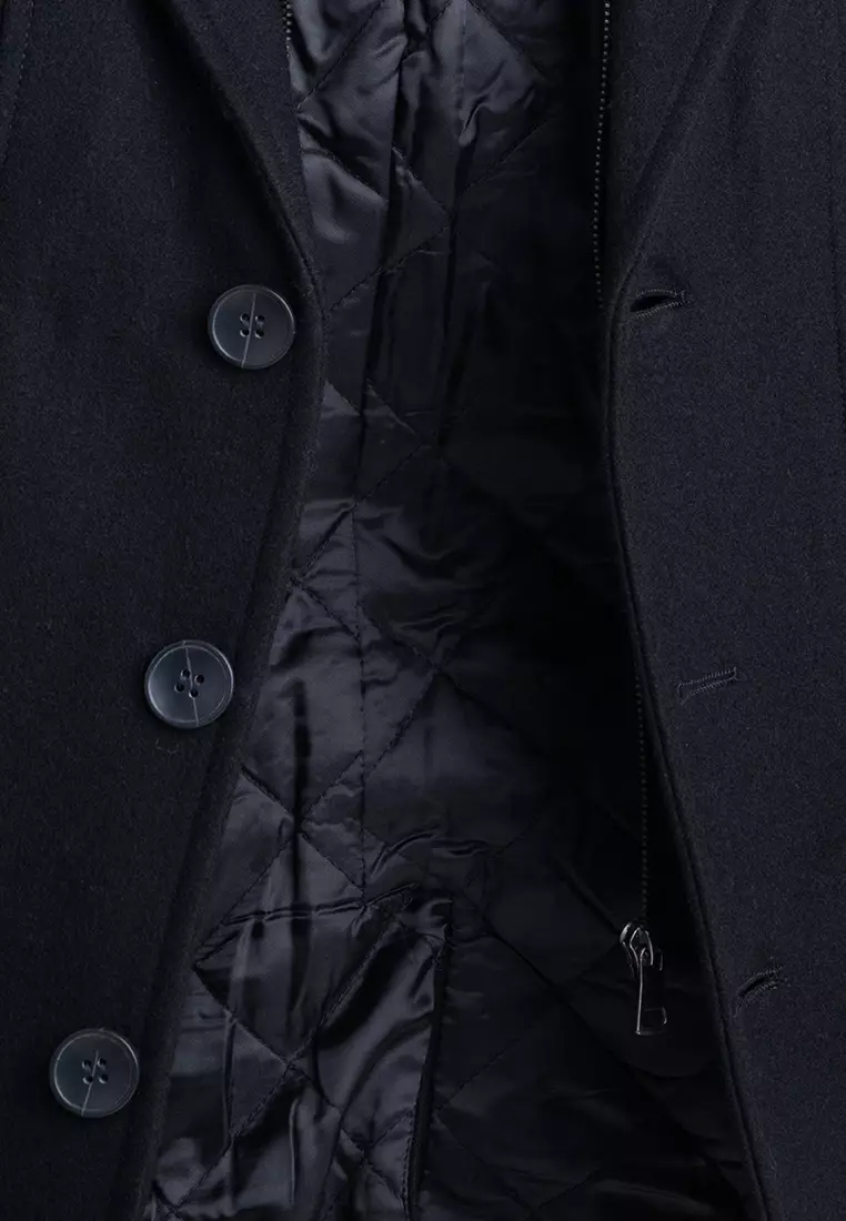 Detachable Hood Woolen Trench Coat