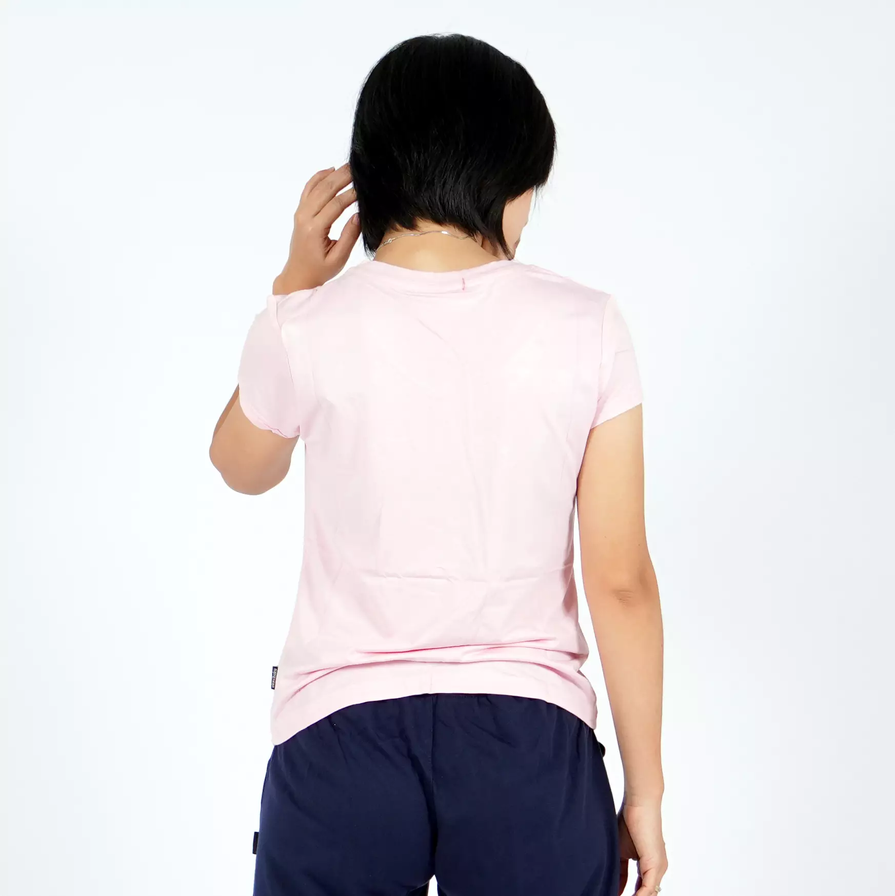 OKECHUKU Vioree T-Shirt V-Neck Polos Tangan Pendek Kaos Leher V - Pink Baby