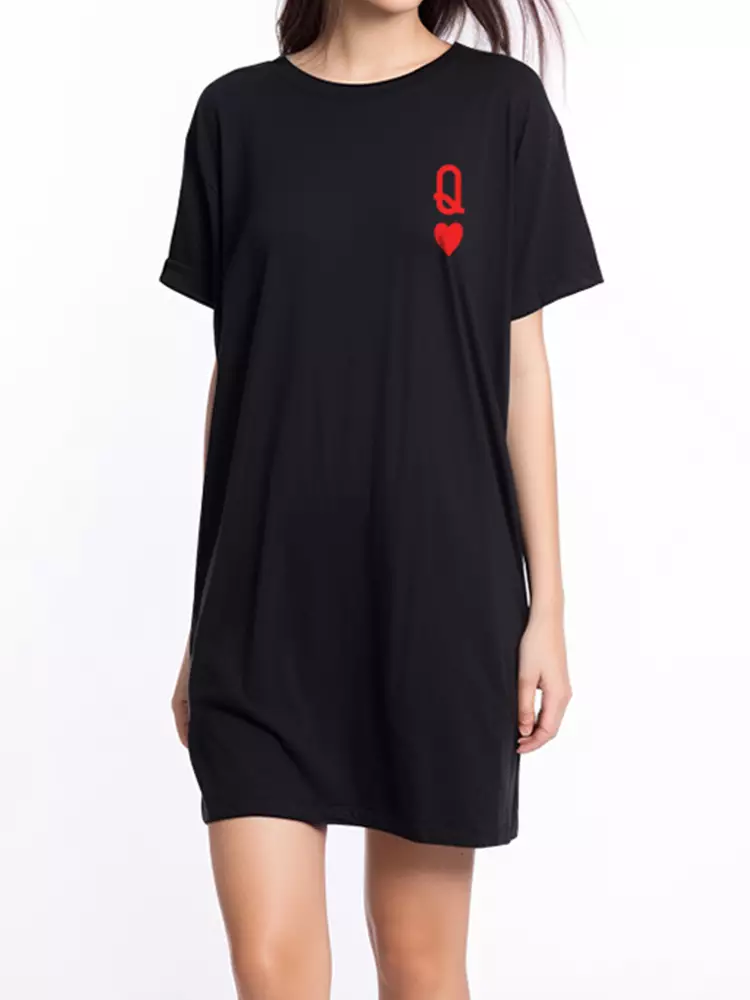 LTE39 LD long Dress queen of hearts hitam