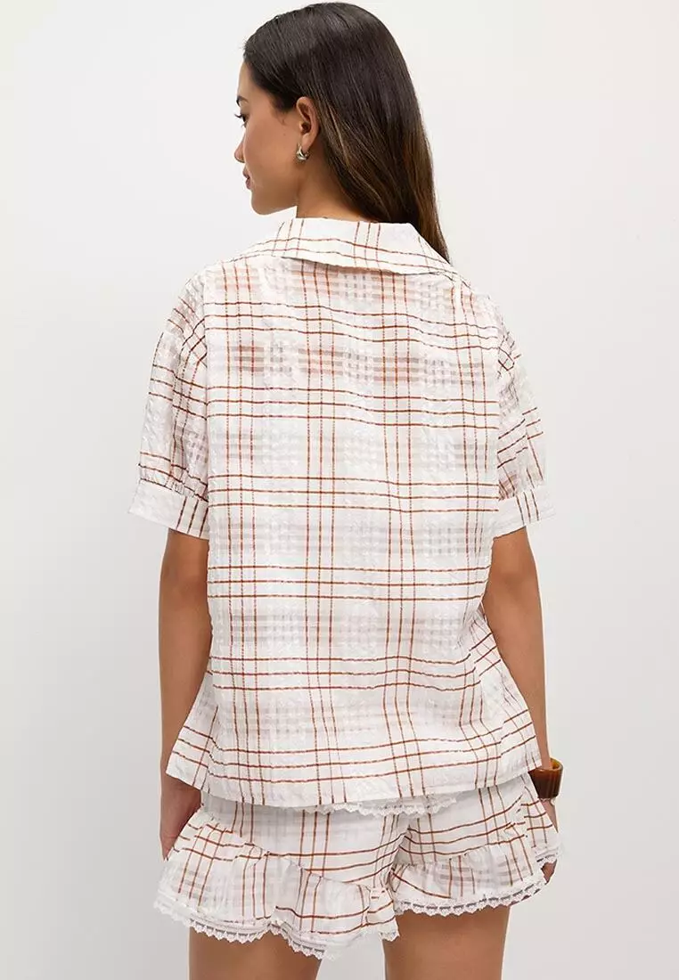 Checkered Button Top